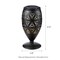 8.75"H Set of 4 Black Metal Cutout Geometric Pattern Solar Powered Outdoor Lantern with LED Light